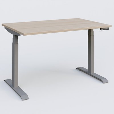 [Pas de famille] - [Pas de sous famille] - Poste solo 120*80 réglable en hauteur éléctriquement de 65-130 cm gamme KPro3. Plateau Acacia et pietement Aluminium.
