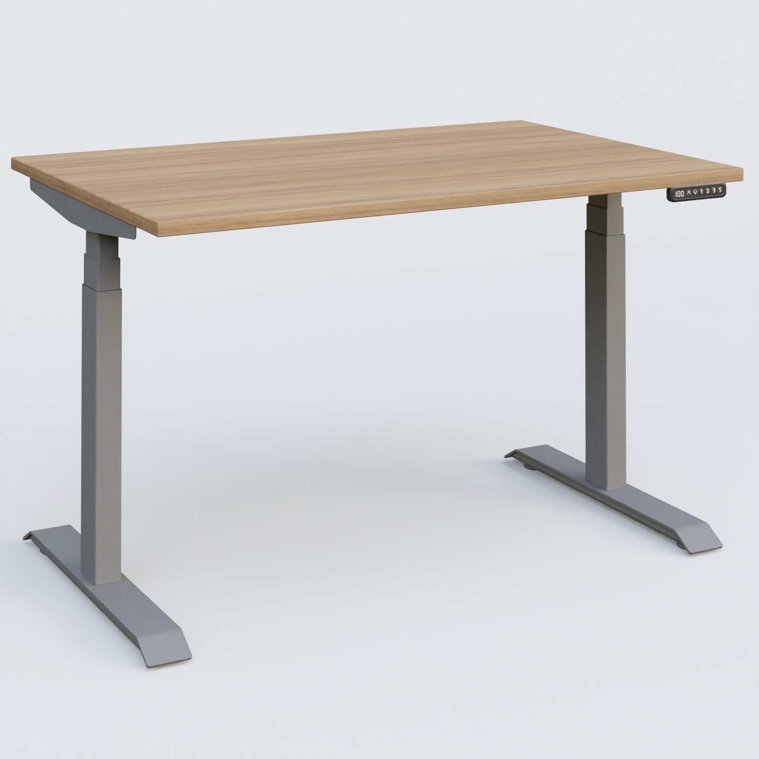Poste solo 120*80 réglable en hauteur éléctriquement de 65-130 cm gamme KPro3. Plateau Noyer et pietement Aluminium.