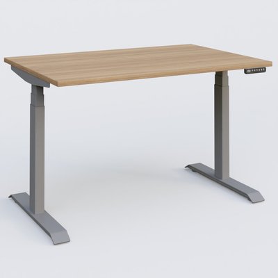 [Pas de famille] - [Pas de sous famille] - Poste solo 120*80 réglable en hauteur éléctriquement de 65-130 cm gamme KPro3. Plateau Noyer et pietement Aluminium.