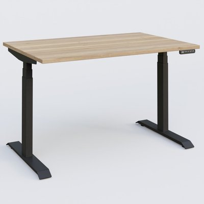 [Pas de famille] - [Pas de sous famille] - Poste solo 120*80 réglable en hauteur éléctriquement de 65-130 cm gamme KPro3. Plateau Chêne naturel et pietement Noir.