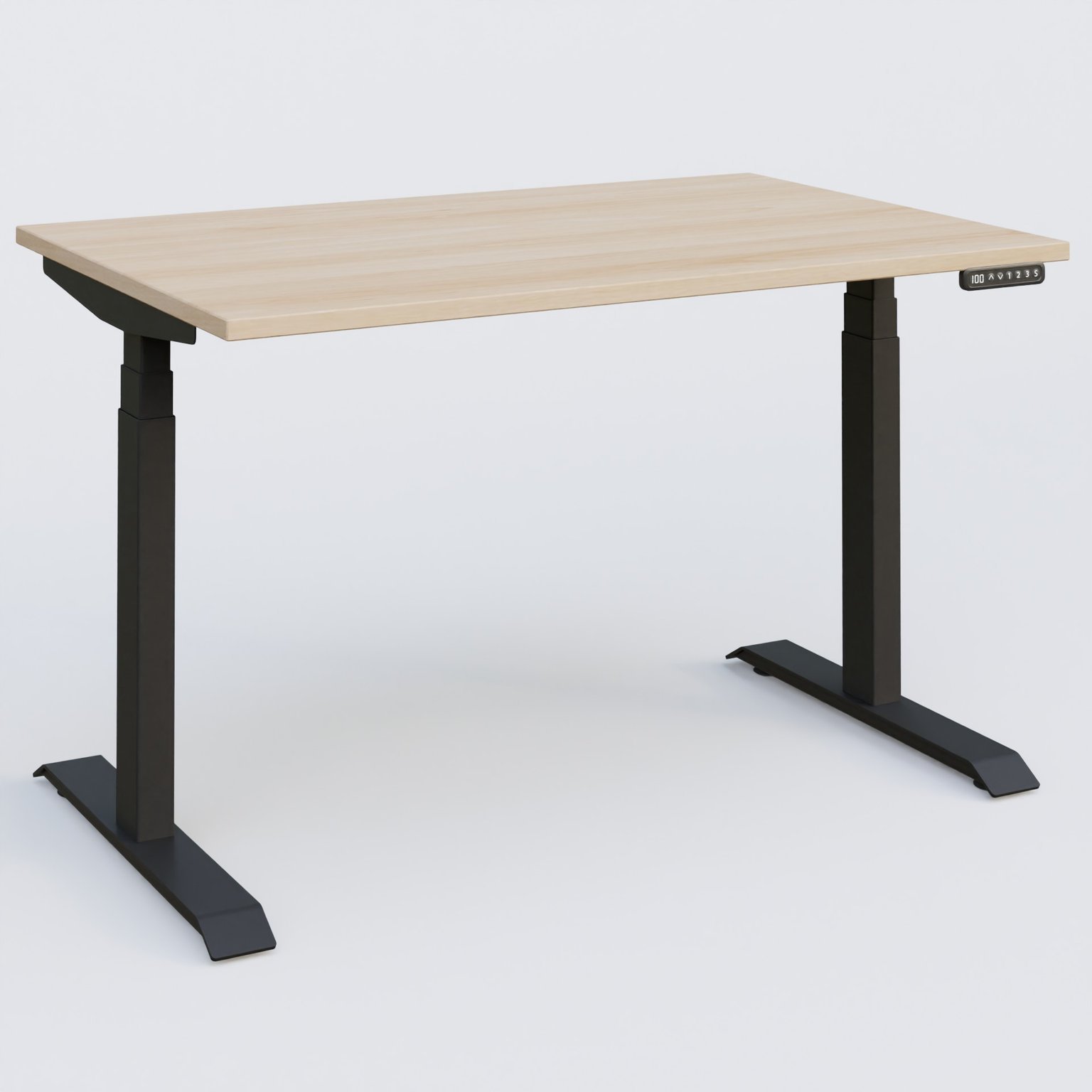 Poste solo 120*80 réglable en hauteur éléctriquement de 65-130 cm gamme KPro3. Plateau Hêtre et pietement Noir.