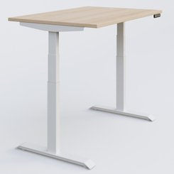 [Pas de famille] - [Pas de sous famille] - Poste solo 120*80 réglable en hauteur éléctriquement de 65-130 cm gamme KPro3. Plateau Hêtre et pietement Blanc.
