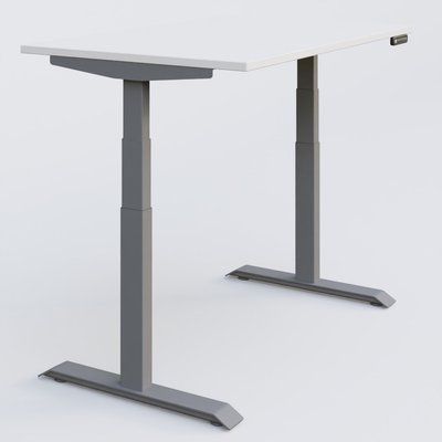 [Pas de famille] - [Pas de sous famille] - Poste solo 120*80 réglable en hauteur éléctriquement de 65-130 cm gamme KPro3. Plateau Blanc et pietement Aluminium.
