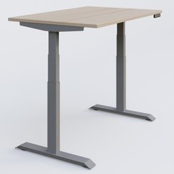 [Pas de famille] - [Pas de sous famille] - Poste solo 120*80 réglable en hauteur éléctriquement de 65-130 cm gamme KPro3. Plateau Acacia et pietement Aluminium.