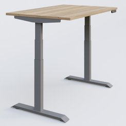 [Pas de famille] - [Pas de sous famille] - Poste solo 120*80 réglable en hauteur éléctriquement de 65-130 cm gamme KPro3. Plateau Chêne naturel et pietement Aluminium.