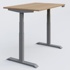 [Pas de famille] - [Pas de sous famille] - Poste solo 120*80 réglable en hauteur éléctriquement de 65-130 cm gamme KPro3. Plateau Noyer et pietement Aluminium.