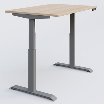 [Pas de famille] - [Pas de sous famille] - Poste solo 120*80 réglable en hauteur éléctriquement de 65-130 cm gamme KPro3. Plateau Hêtre et pietement Aluminium.