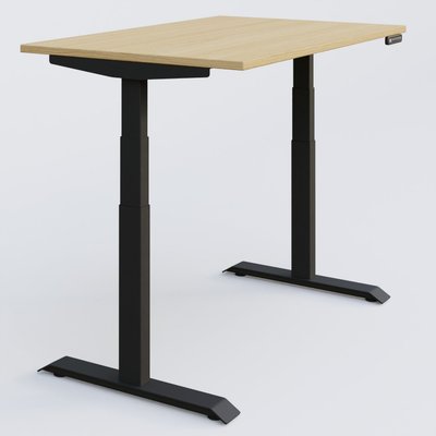 [Pas de famille] - [Pas de sous famille] - Poste solo 120*80 réglable en hauteur éléctriquement de 65-130 cm gamme KPro3. Plateau Chêne clair et pietement Noir.