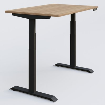 [Pas de famille] - [Pas de sous famille] - Poste solo 120*80 réglable en hauteur éléctriquement de 65-130 cm gamme KPro3. Plateau Noyer et pietement Noir.