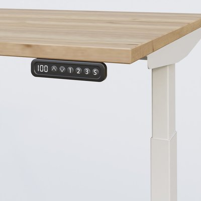 [Pas de famille] - [Pas de sous famille] - Poste solo 120*80 réglable en hauteur éléctriquement de 65-130 cm gamme KPro3. Plateau Chêne naturel et pietement Blanc.