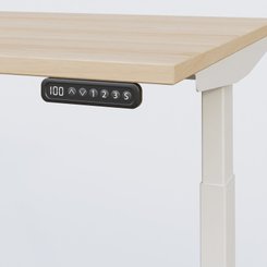 [Pas de famille] - [Pas de sous famille] - Poste solo 120*80 réglable en hauteur éléctriquement de 65-130 cm gamme KPro3. Plateau Hêtre et pietement Blanc.