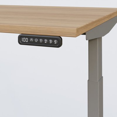 [Pas de famille] - [Pas de sous famille] - Poste solo 120*80 réglable en hauteur éléctriquement de 65-130 cm gamme KPro3. Plateau Noyer et pietement Aluminium.