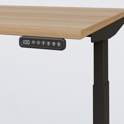 [Pas de famille] - [Pas de sous famille] - Poste solo 120*80 réglable en hauteur éléctriquement de 65-130 cm gamme KPro3. Plateau Noyer et pietement Noir.
