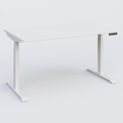 [Pas de famille] - [Pas de sous famille] - Poste solo 140*80 réglable en hauteur éléctriquement de 65-130 cm gamme KPro3. Plateau Blanc et pietement Blanc.