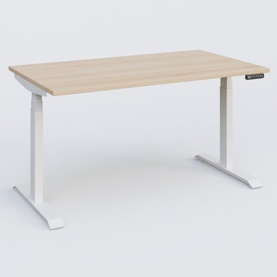 [Pas de famille] - [Pas de sous famille] - Poste solo 140*80 réglable en hauteur éléctriquement de 65-130 cm gamme KPro3. Plateau Hêtre et pietement Blanc.