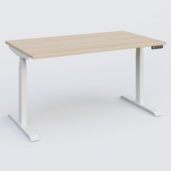 [Pas de famille] - [Pas de sous famille] - Poste solo 140*80 réglable en hauteur éléctriquement de 65-130 cm gamme KPro3. Plateau Hêtre et pietement Blanc.