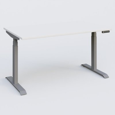 [Pas de famille] - [Pas de sous famille] - Poste solo 140*80 réglable en hauteur éléctriquement de 65-130 cm gamme KPro3. Plateau Blanc et pietement Aluminium.