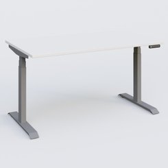 [Pas de famille] - [Pas de sous famille] - Poste solo 140*80 réglable en hauteur éléctriquement de 65-130 cm gamme KPro3. Plateau Blanc et pietement Aluminium.
