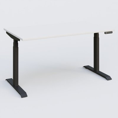 [Pas de famille] - [Pas de sous famille] - Poste solo 140*80 réglable en hauteur éléctriquement de 65-130 cm gamme KPro3. Plateau Blanc et pietement Noir.