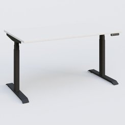 [Pas de famille] - [Pas de sous famille] - Poste solo 140*80 réglable en hauteur éléctriquement de 65-130 cm gamme KPro3. Plateau Blanc et pietement Noir.