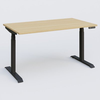 [Pas de famille] - [Pas de sous famille] - Poste solo 140*80 réglable en hauteur éléctriquement de 65-130 cm gamme KPro3. Plateau Chêne clair et pietement Noir.
