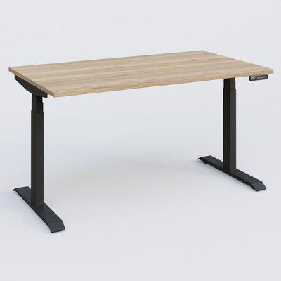 [Pas de famille] - [Pas de sous famille] - Poste solo 140*80 réglable en hauteur éléctriquement de 65-130 cm gamme KPro3. Plateau Chêne naturel et pietement Noir.