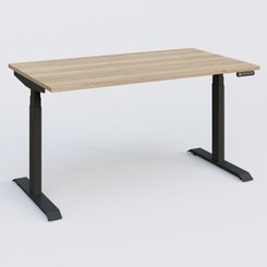 [Pas de famille] - [Pas de sous famille] - Poste solo 140*80 réglable en hauteur éléctriquement de 65-130 cm gamme KPro3. Plateau Chêne naturel et pietement Noir.