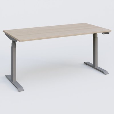 [Pas de famille] - [Pas de sous famille] - Poste solo 160*80 réglable en hauteur éléctriquement de 65-130 cm gamme KPro3. Plateau Acacia et pietement Aluminium.