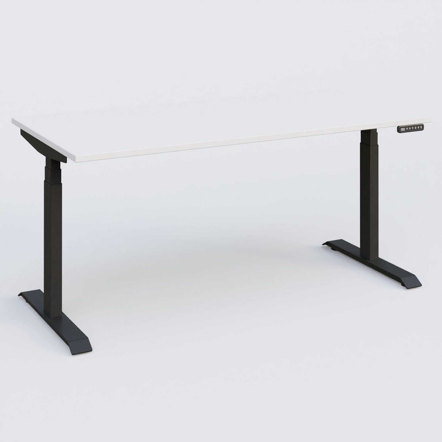 Poste solo 160*80 réglable en hauteur éléctriquement de 65-130 cm gamme KPro3. Plateau Blanc et pietement Noir.