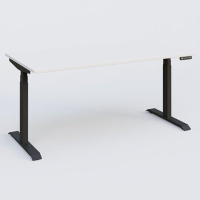 [Pas de famille] - [Pas de sous famille] - Poste solo 160*80 réglable en hauteur éléctriquement de 65-130 cm gamme KPro3. Plateau Blanc et pietement Noir.