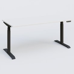 [Pas de famille] - [Pas de sous famille] - Poste solo 160*80 réglable en hauteur éléctriquement de 65-130 cm gamme KPro3. Plateau Blanc et pietement Noir.