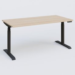 [Pas de famille] - [Pas de sous famille] - Poste solo 160*80 réglable en hauteur éléctriquement de 65-130 cm gamme KPro3. Plateau Hêtre et pietement Noir.