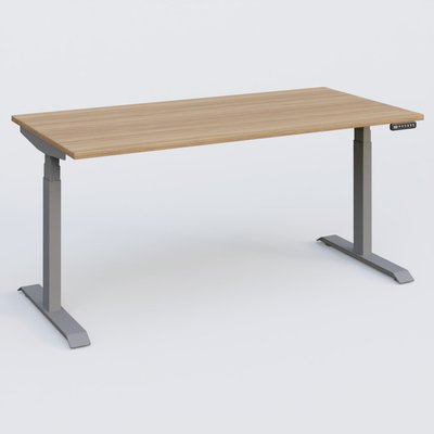 [Pas de famille] - [Pas de sous famille] - Poste solo 160*80 réglable en hauteur éléctriquement de 65-130 cm gamme KPro3. Plateau Noyer et pietement Aluminium.