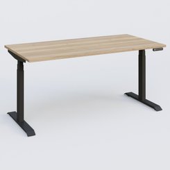 [Pas de famille] - [Pas de sous famille] - Poste solo 160*80 réglable en hauteur éléctriquement de 65-130 cm gamme KPro3. Plateau Chêne naturel et pietement Noir.