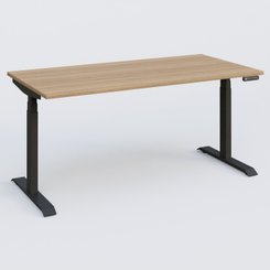 [Pas de famille] - [Pas de sous famille] - Poste solo 160*80 réglable en hauteur éléctriquement de 65-130 cm gamme KPro3. Plateau Noyer et pietement Noir.