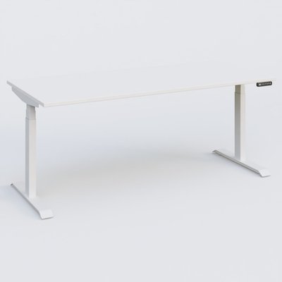 [Pas de famille] - [Pas de sous famille] - Poste solo 180*80 réglable en hauteur éléctriquement de 65-130 cm gamme KPro3. Plateau Blanc et pietement Blanc.