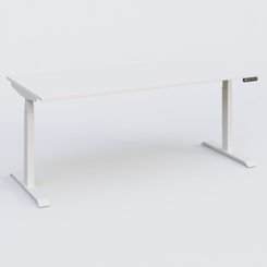 [Pas de famille] - [Pas de sous famille] - Poste solo 180*80 réglable en hauteur éléctriquement de 65-130 cm gamme KPro3. Plateau Blanc et pietement Blanc.