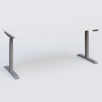 [Pas de famille] - [Pas de sous famille] - Poste solo 180*80 réglable en hauteur éléctriquement de 65-130 cm gamme KPro3. Plateau Blanc et pietement Aluminium.