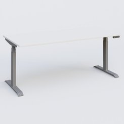 [Pas de famille] - [Pas de sous famille] - Poste solo 180*80 réglable en hauteur éléctriquement de 65-130 cm gamme KPro3. Plateau Blanc et pietement Aluminium.