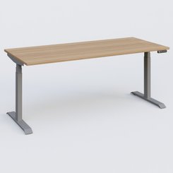 [Pas de famille] - [Pas de sous famille] - Poste solo 180*80 réglable en hauteur éléctriquement de 65-130 cm gamme KPro3. Plateau Noyer et pietement Aluminium.