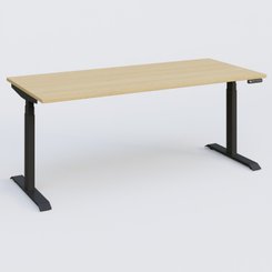 [Pas de famille] - [Pas de sous famille] - Poste solo 180*80 réglable en hauteur éléctriquement de 65-130 cm gamme KPro3. Plateau Chêne clair et pietement Noir.