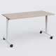 Table abattante gamme Design 140*70 cm. Plateau Acacia et pietement Blanc.