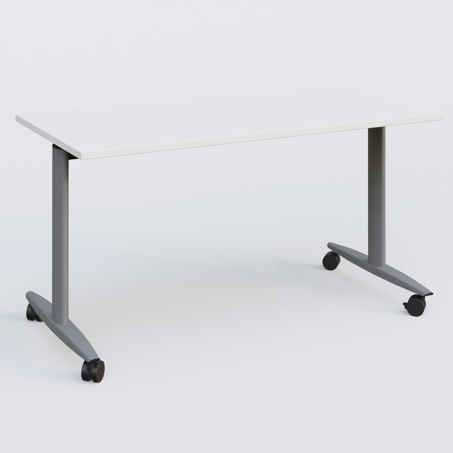 Table abattante gamme Design 140*70 cm. Plateau Blanc et pietement Aluminium.