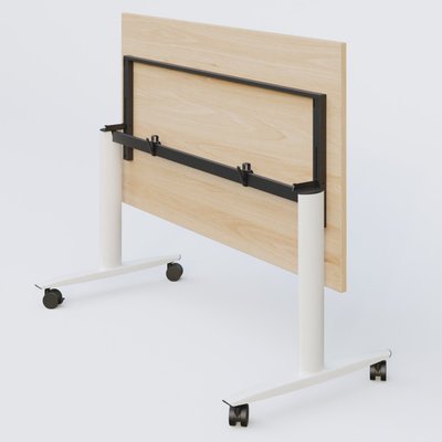 TABLES ABATTANTES - New Design - Table abattante gamme Design 200*100 cm. Plateau Hêtre et pietement Blanc.