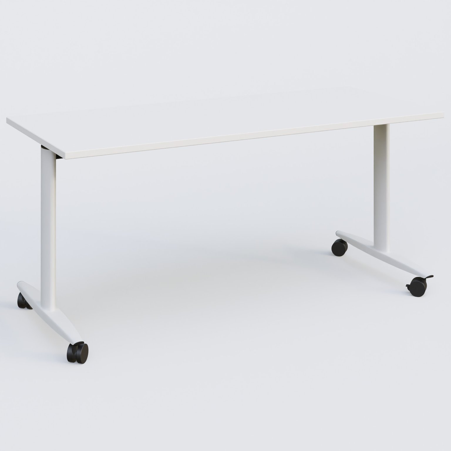 Table abattante gamme Design 160*70 cm. Plateau Blanc et pietement Blanc.