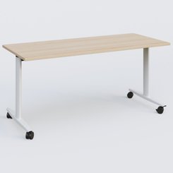 TABLES ABATTANTES - New Design - Table abattante gamme Design 160*70 cm. Plateau Hêtre et pietement Blanc.