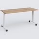 Table abattante gamme Design 160*70 cm. Plateau Noyer et pietement Blanc.
