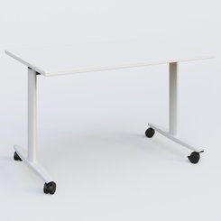 TABLES ABATTANTES - New Design - Table abattante gamme Design 120*80 cm. Plateau Blanc et pietement Blanc.