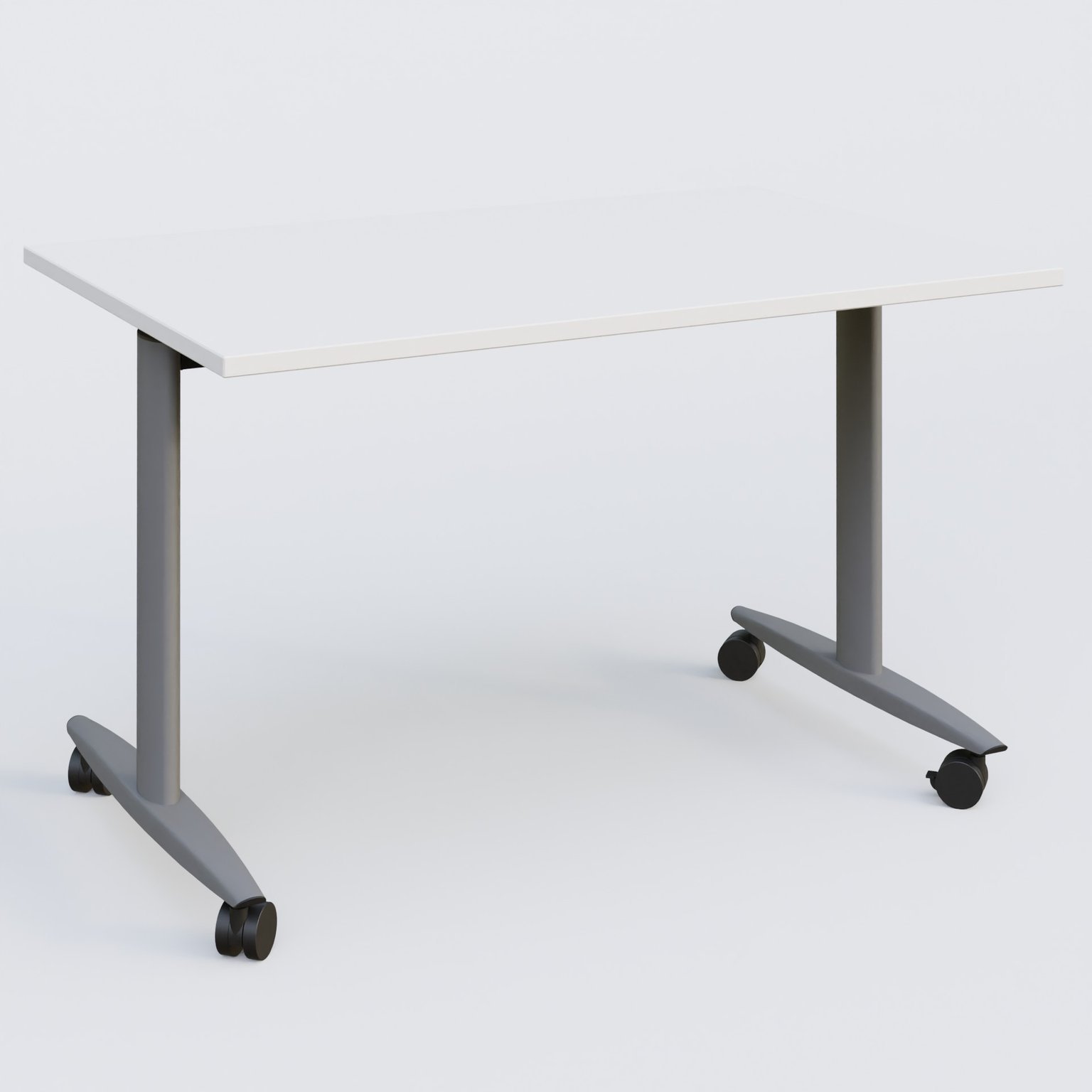 Table abattante gamme Design 120*80 cm. Plateau Blanc et pietement Aluminium.