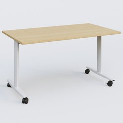 TABLES ABATTANTES - L.140xP.80 cm - Table abattante gamme Design 140*80 cm. Plateau Chêne clair et pietement Blanc.
